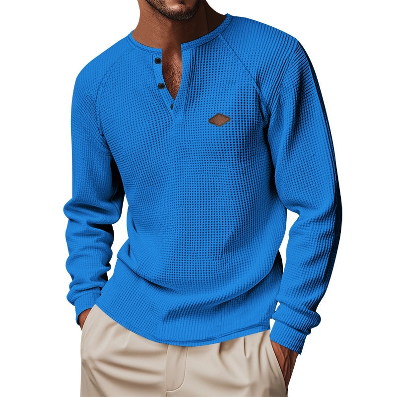 12173fbe e141 463f 887a ef93b513fde3 Men’s Waffle Knit Henley Long Sleeve - Image 10