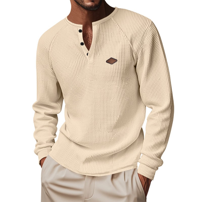 42267f8a 8ef8 4eb8 8a6d e31c3c4c3d42 Men’s Waffle Knit Henley Long Sleeve - Image 9