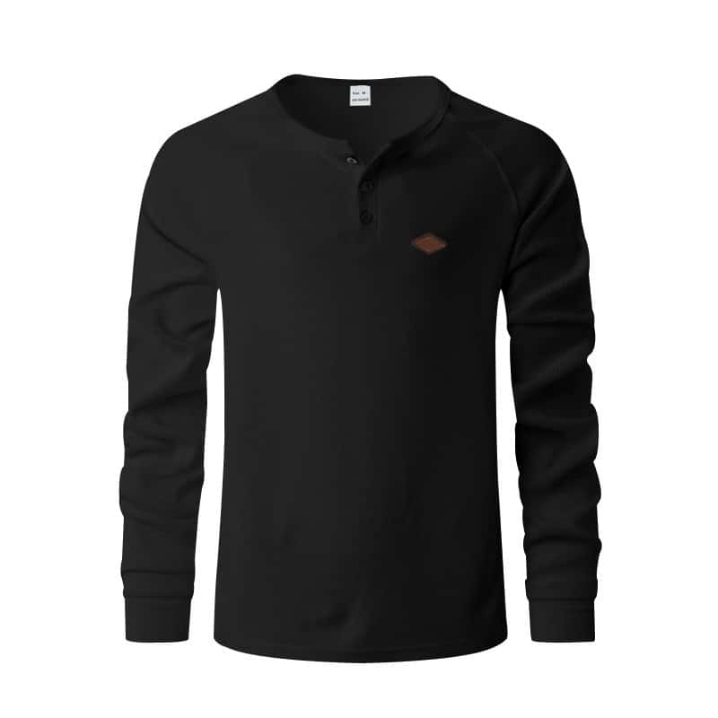 5a71c7bf 54c8 453a 95aa d904ffc640b3 Men’s Waffle Knit Henley Long Sleeve - Image 3