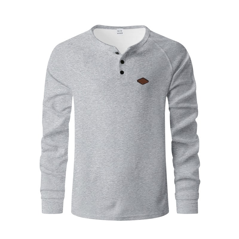 6d1c342e e87c 4452 8cef 1c00200877b6 Men’s Waffle Knit Henley Long Sleeve - Image 6